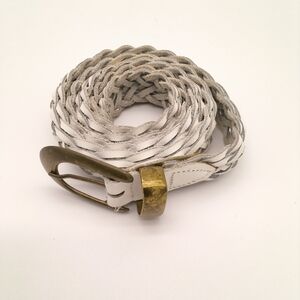 Vintage Capezio White Braided Leather Belt Made in Argentina